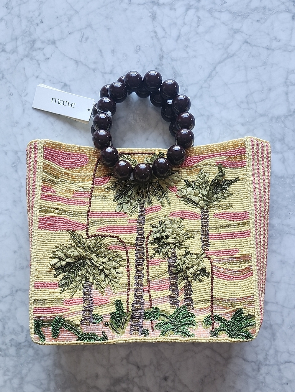 🌼 NWT Anthropologie palm tree themed beaded purse - Picture 4 of 5